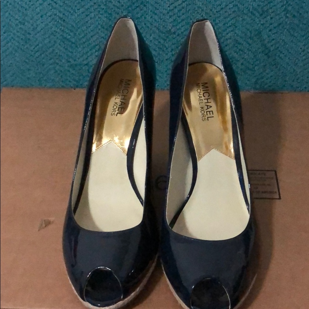 Navy Blue Wedge Shoes